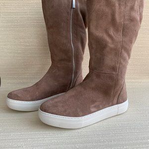 NEW J/SLIDES ANTONIA FAUX FUR GREY SUEDE BOOTS